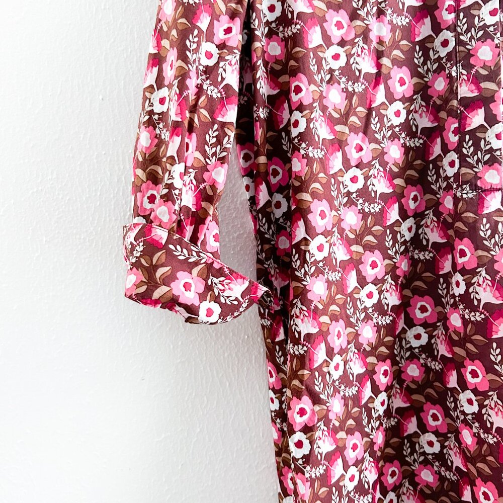 J. Mclaughlin Berlin Shirt Dress in Mountain Floral‎ Pink/Coffee 100% Cotton - Picture 7 of 8